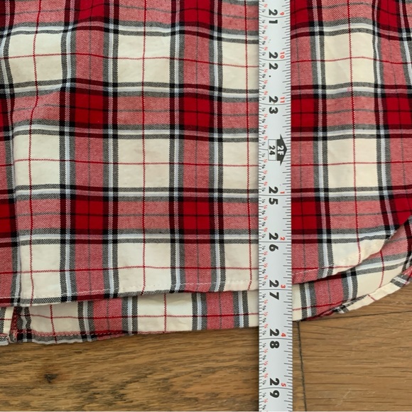 Talbots Red Plaid Button Ruffle Front Long Sleeve Dress Shirt Size XL - Picture 13 of 14